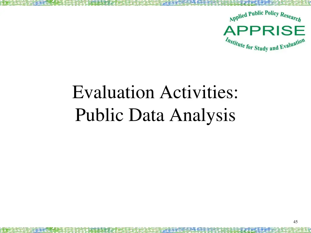 evaluation activities public data analysis