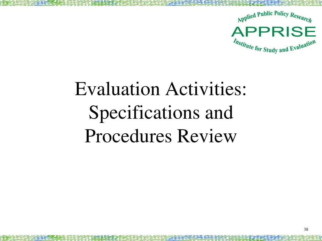 evaluation activities specifications