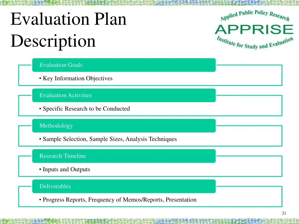 evaluation plan description