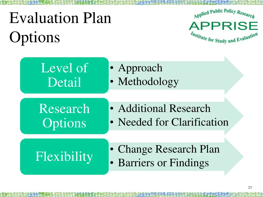 evaluation plan options