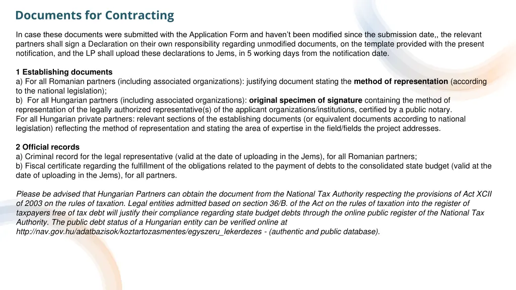 documents for contracting