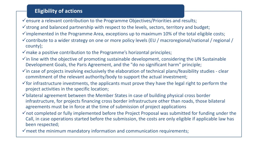 eligibility of actions