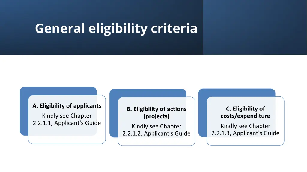 general eligibility criteria