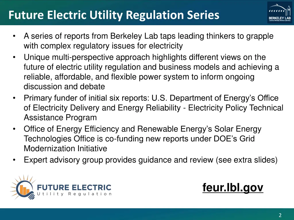 future electric utility regulation series
