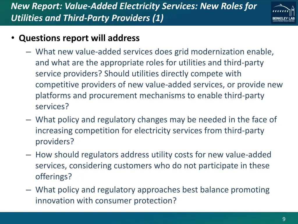new report value added electricity services