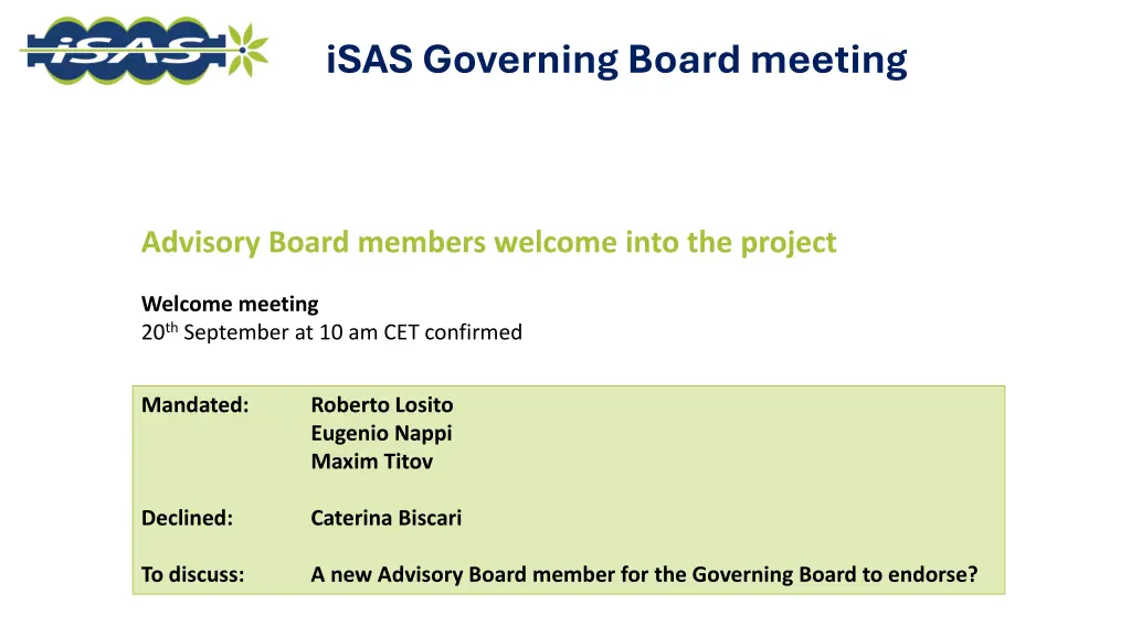 isas governing board meeting 14