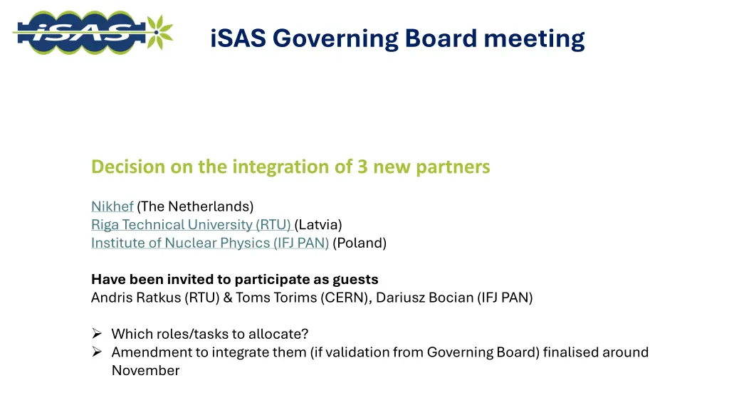 isas governing board meeting 16