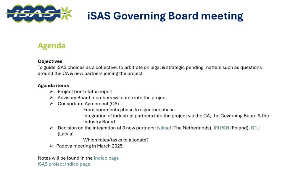 isas governing board meeting