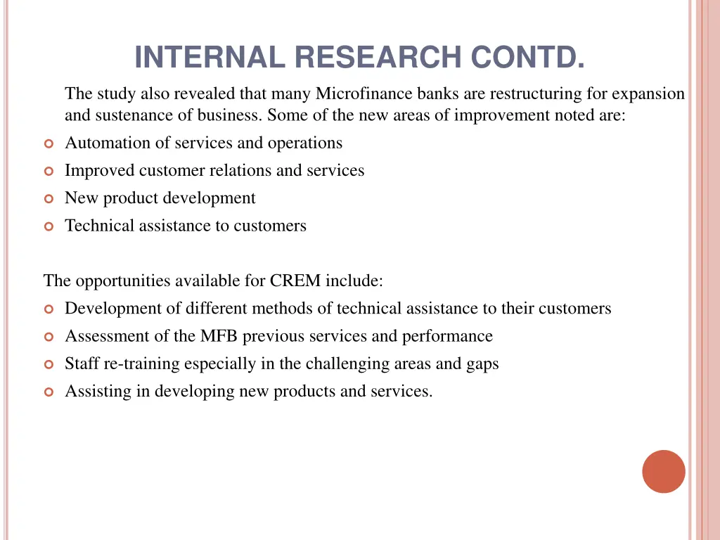 internal research contd the study also revealed