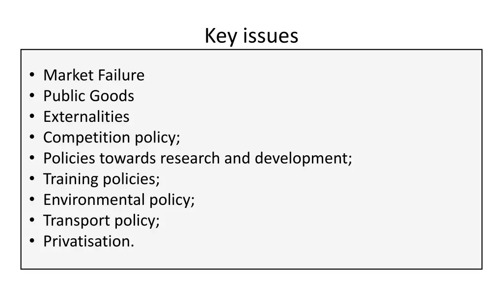 key issues
