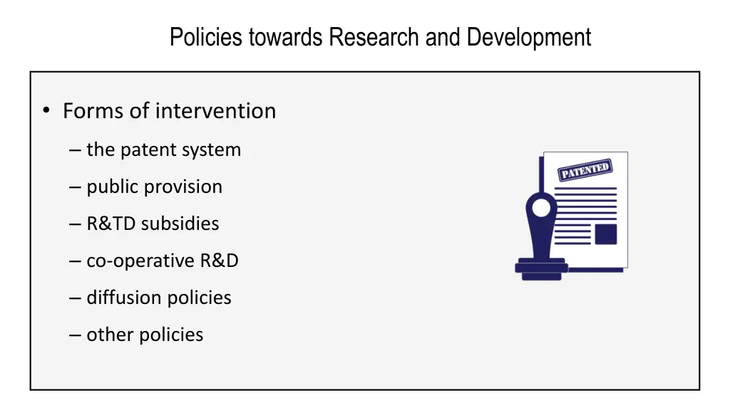 policies towards research and development 2