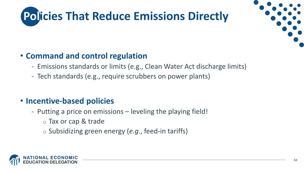 policies that reduce emissions directly