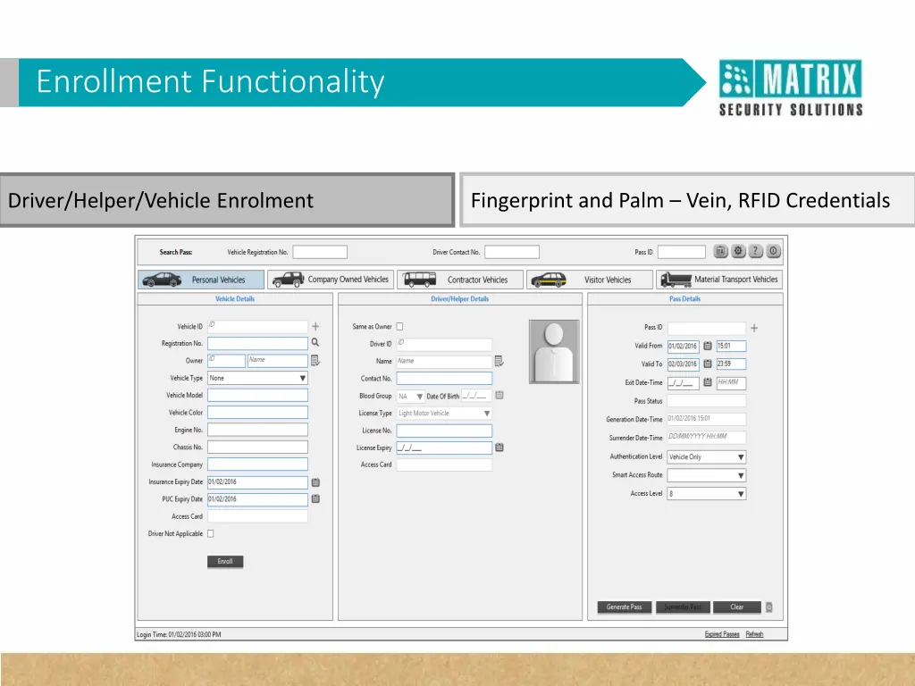vehicle profile vehicle profile enrollment