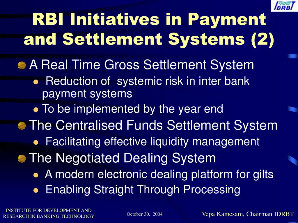 rbi initiatives in payment and settlement systems 1