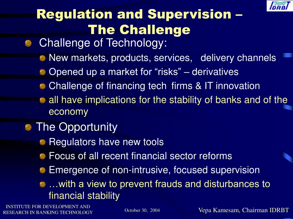 regulation and supervision the challenge