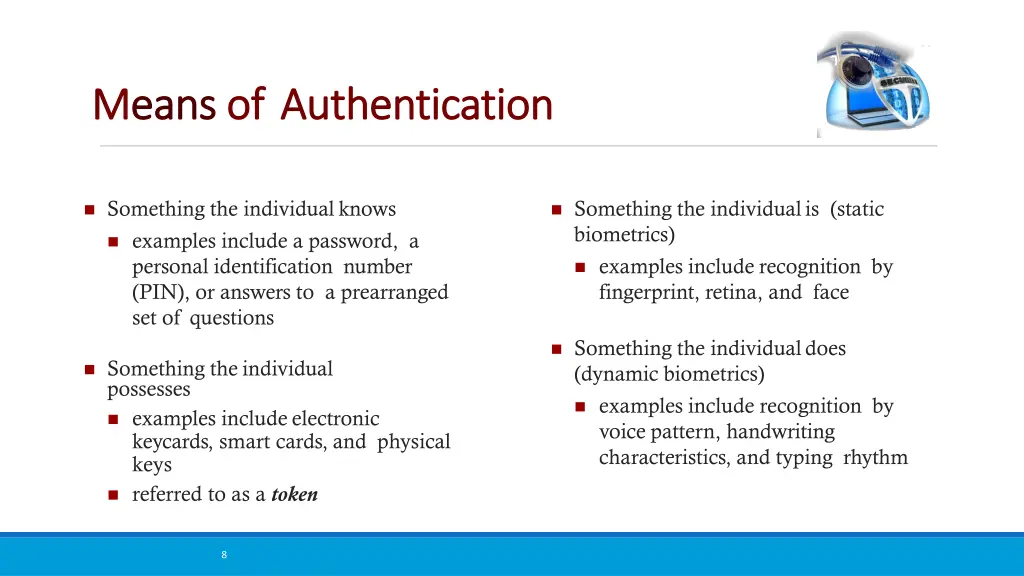 m means eans of of authentication authentication