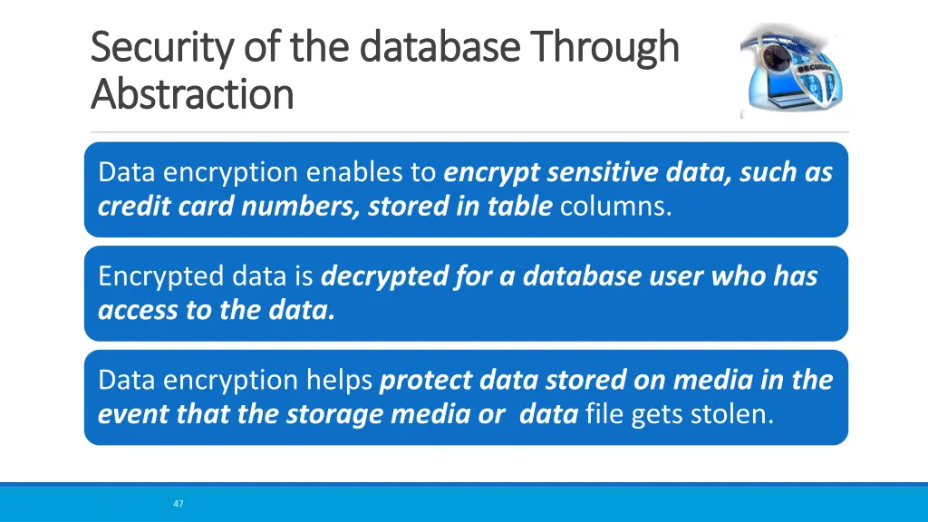 security of the database through security 1
