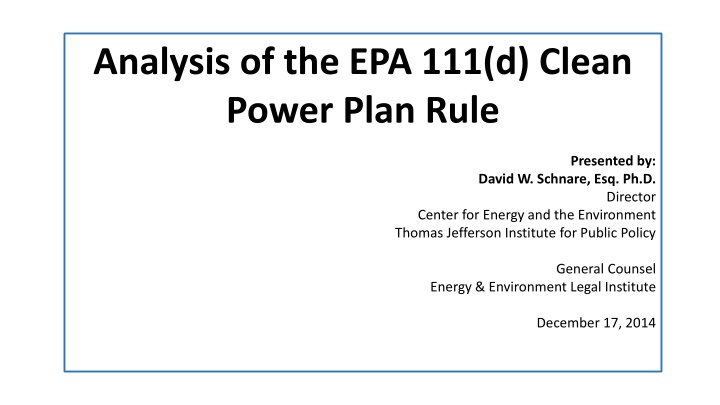 analysis of the epa 111 d clean power plan rule