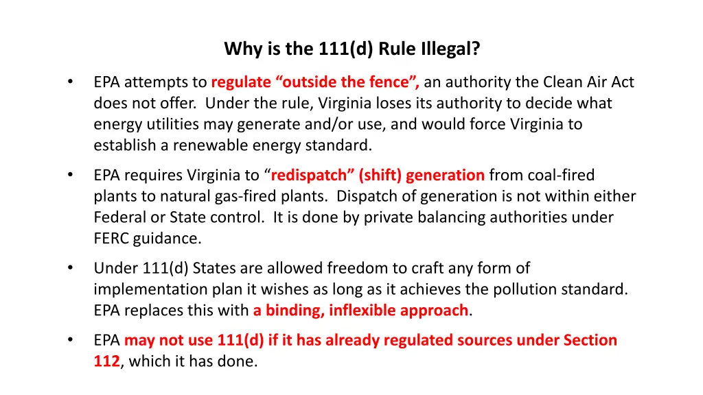 why is the 111 d rule illegal