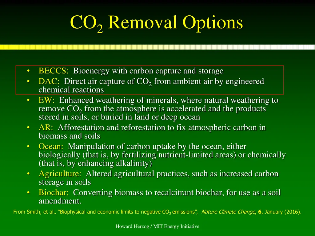 co 2 removal options