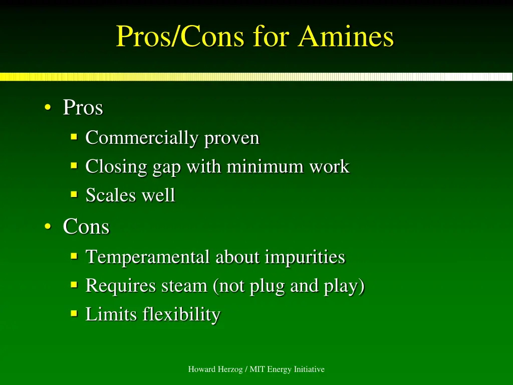 pros cons for amines