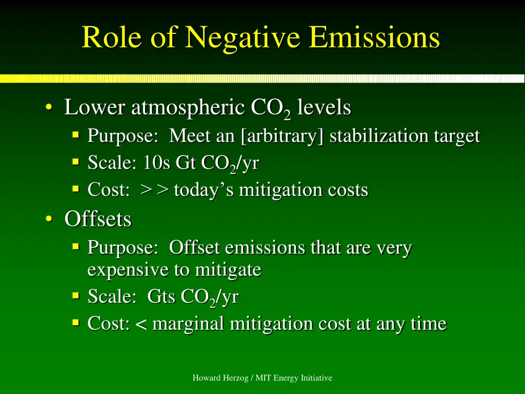 role of negative emissions