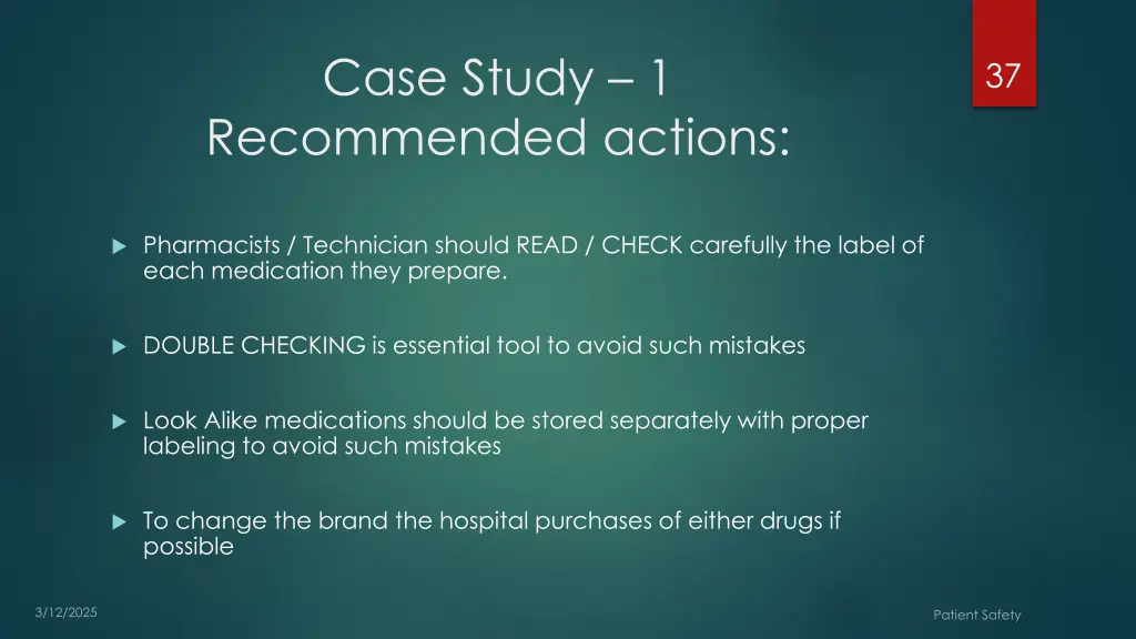 case study 1 recommended actions