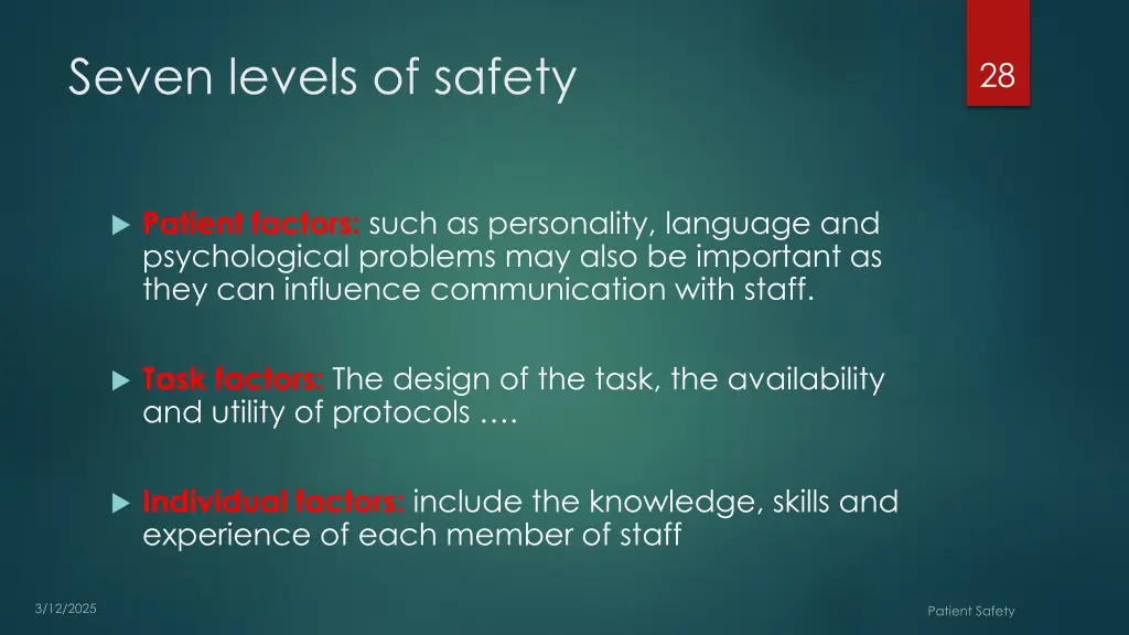 seven levels of safety