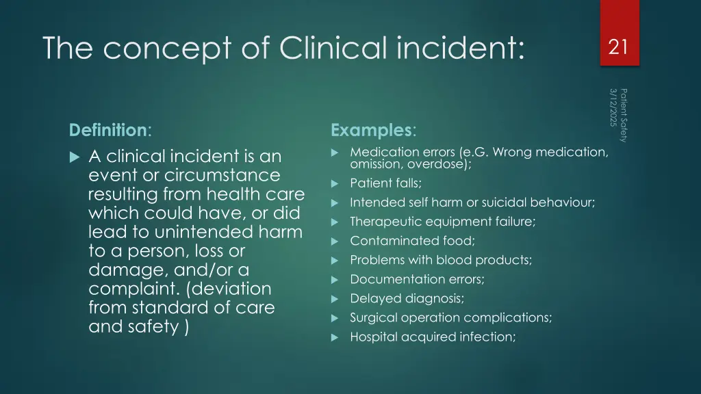 the concept of clinical incident