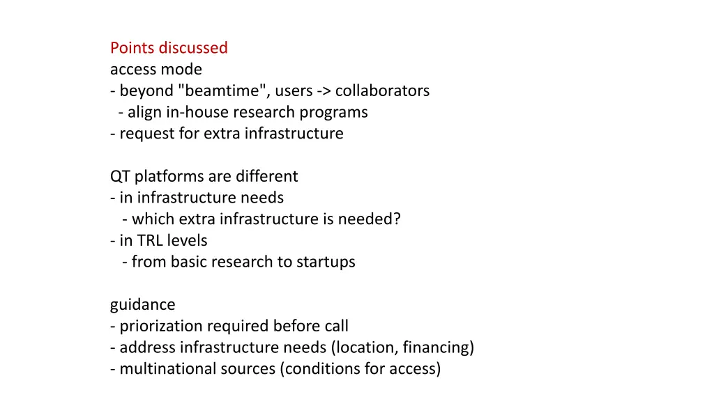 points discussed access mode beyond beamtime