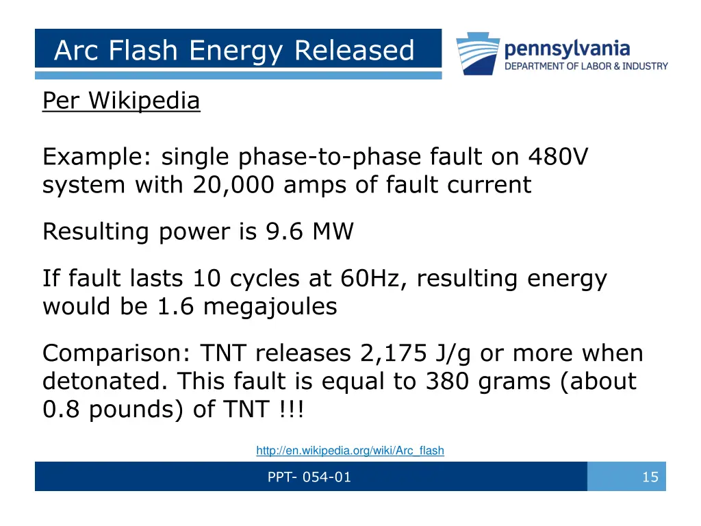arc flash energy released