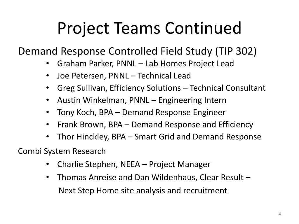 project teams continued