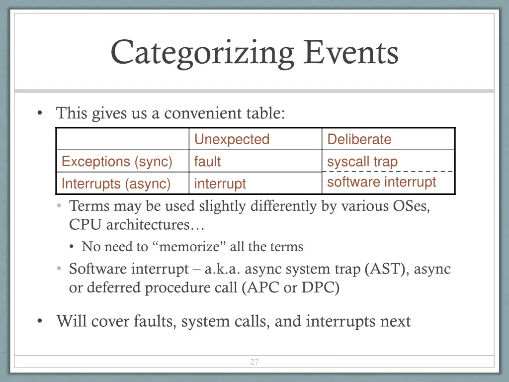 categorizing events 1