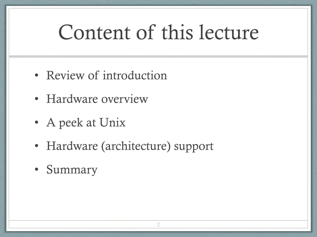 content of this lecture