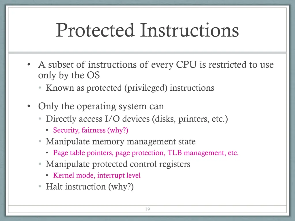 protected instructions