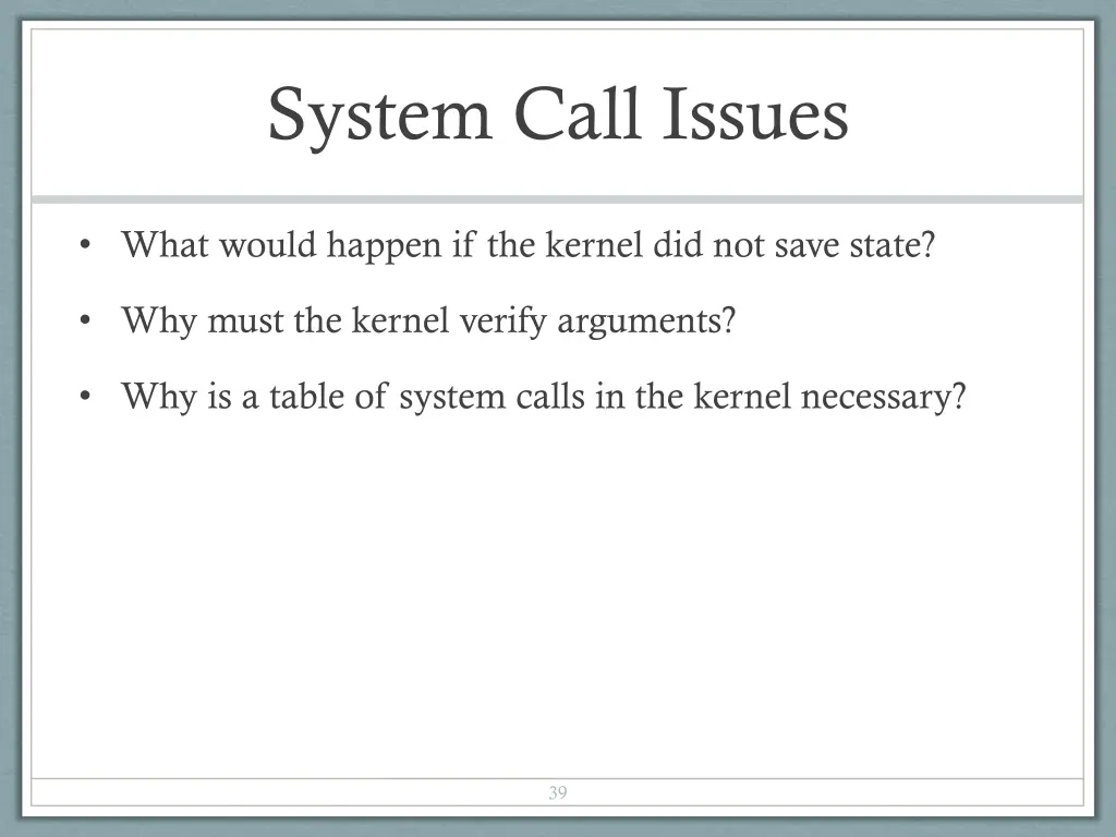 system call issues