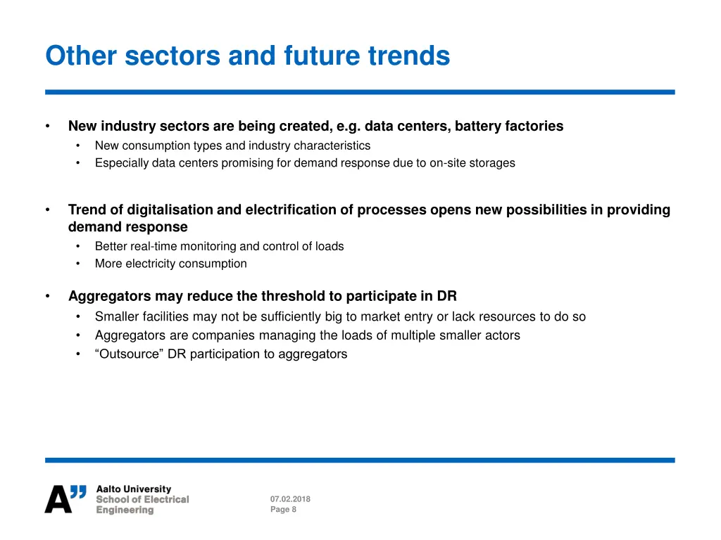 other sectors and future trends