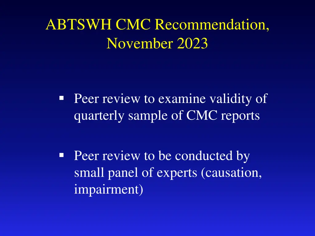 abtswh cmc recommendation november 2023