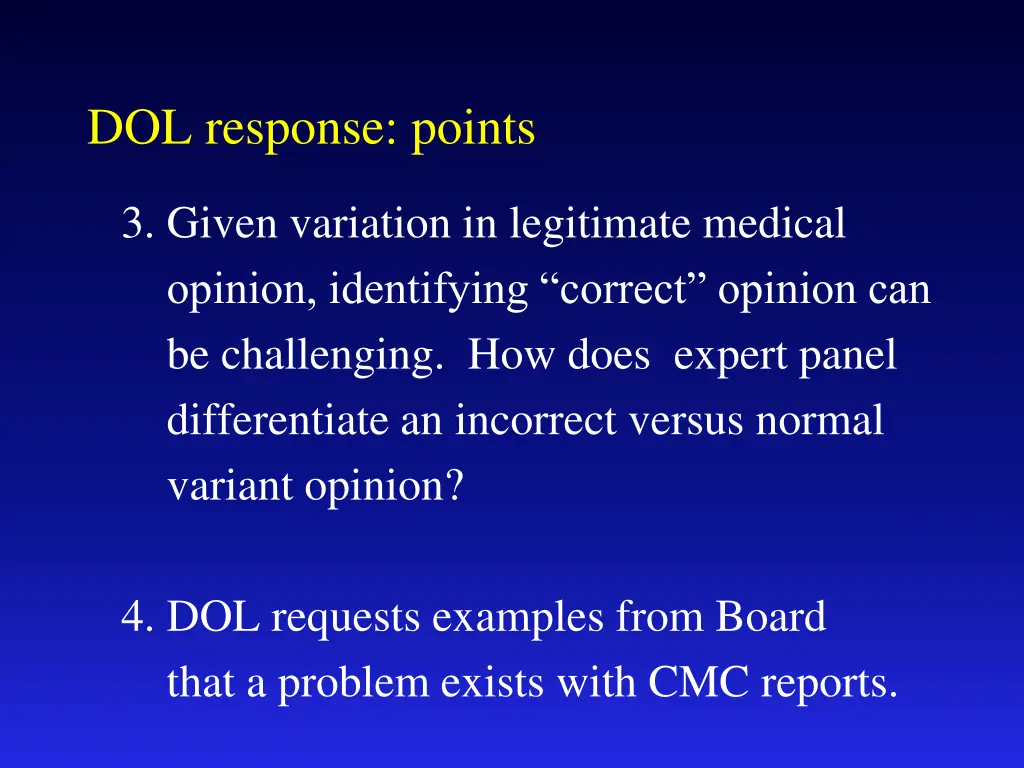 dol response points 1