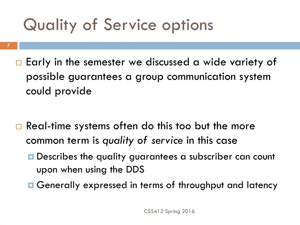 quality of service options