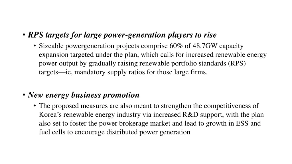 rps targets for large power generation players