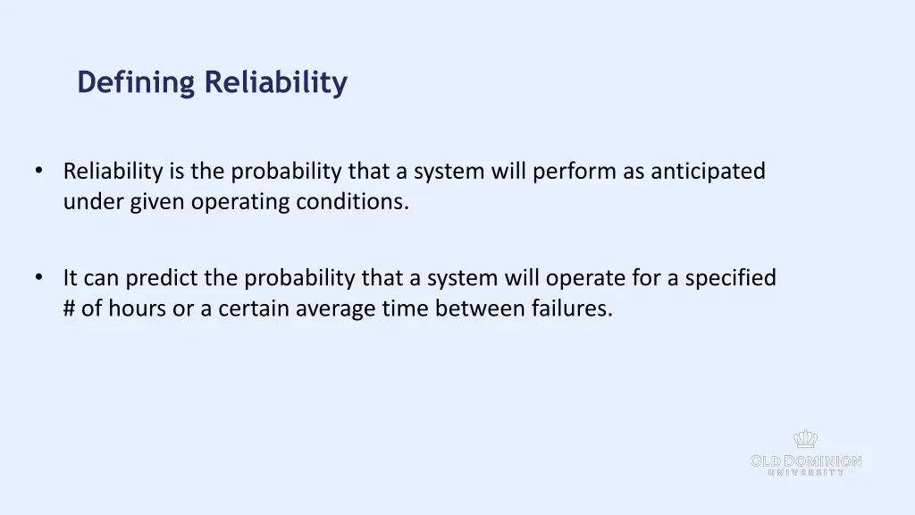 defining reliability