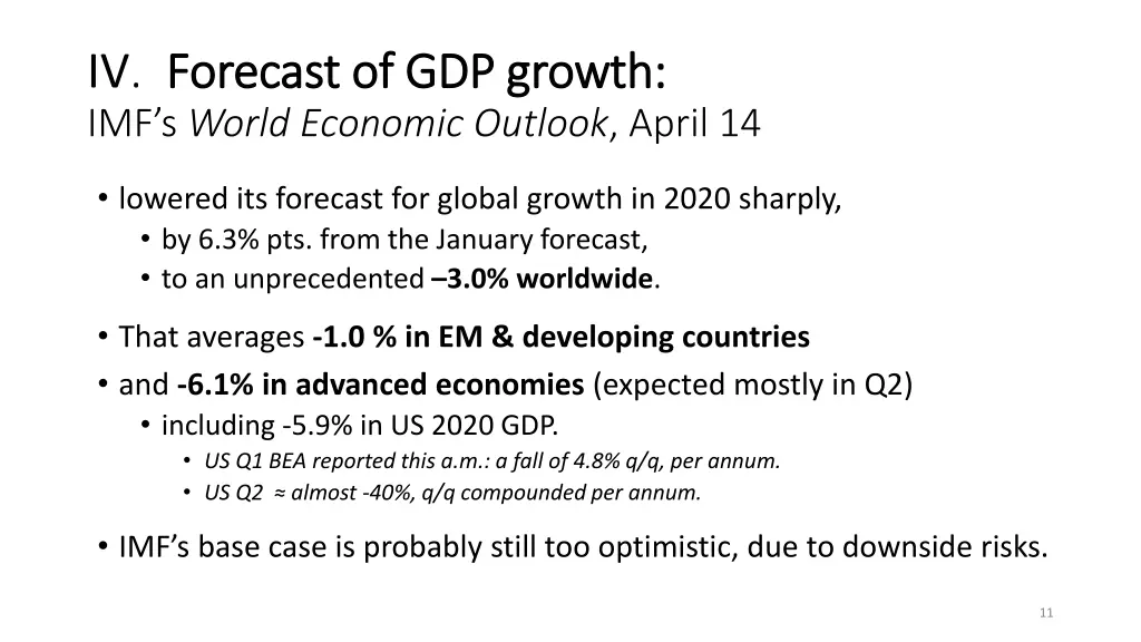 iv forecast of gdp growth forecast of gdp growth