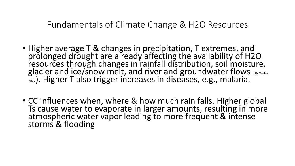 fundamentals of climate change h2o resources