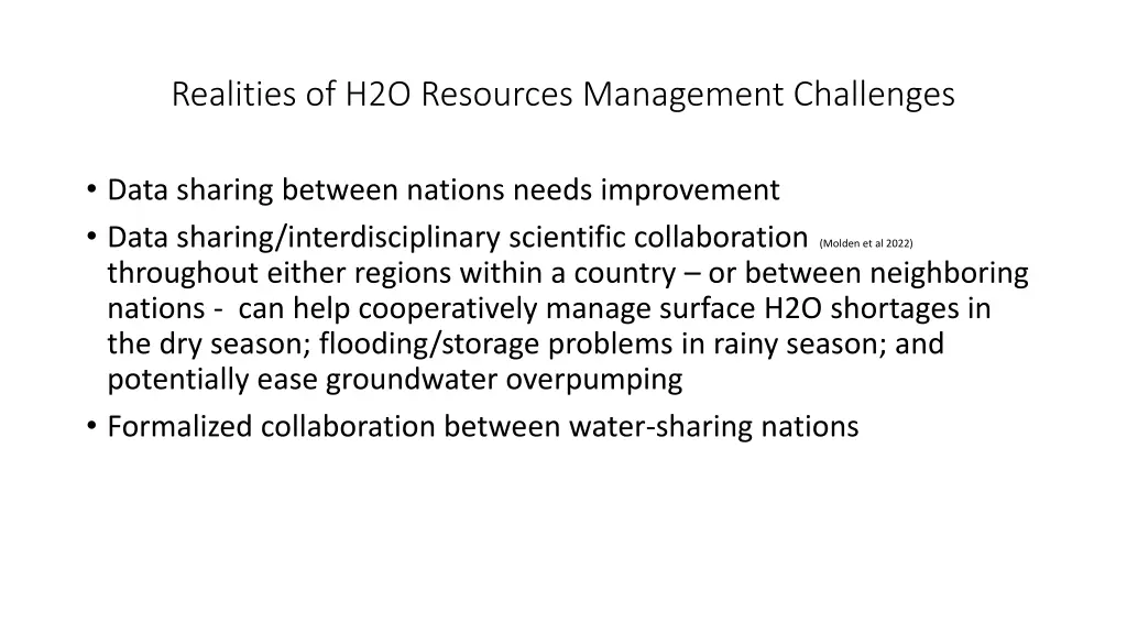 realities of h2o resources management challenges