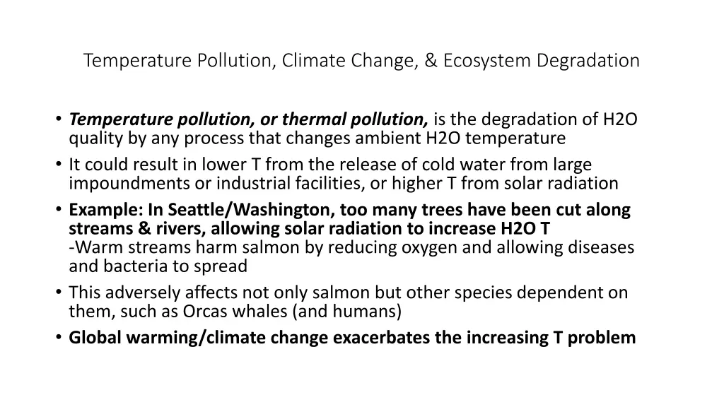 temperature pollution climate change ecosystem