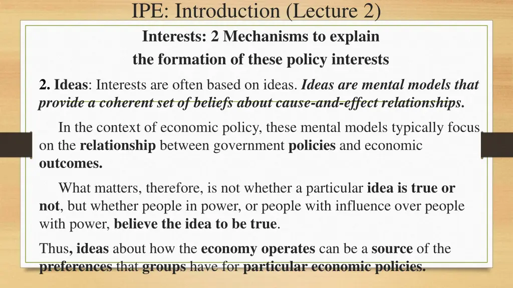 ipe introduction lecture 2 interests 2 mechanisms 1