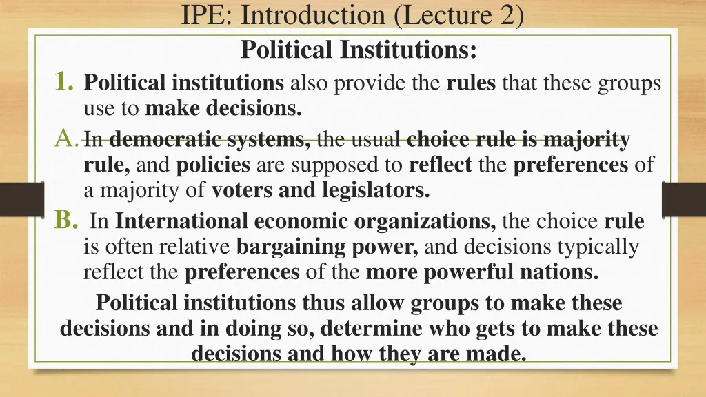 ipe introduction lecture 2 political institutions 2