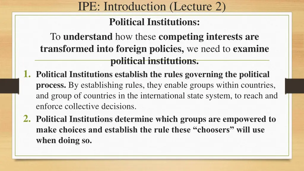 ipe introduction lecture 2 political institutions