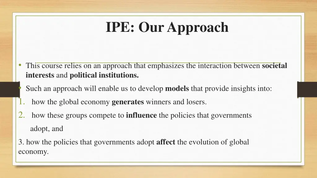 ipe our approach